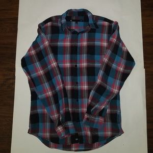 Blue Orange Plaid Shirt